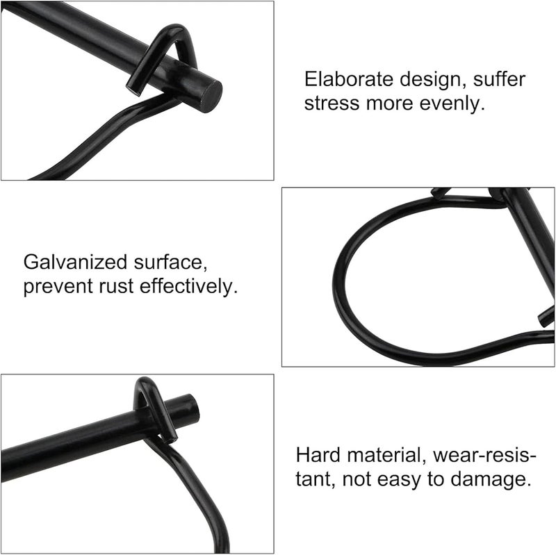 INCREWAY Wire Lock Pin, 34PCS 1/4" Carbon Steel Shaft Locking Pin Safety Coupler Pin Round Loop Wire Lock Trailers Pin for Farm Lawn Garden - Image 4